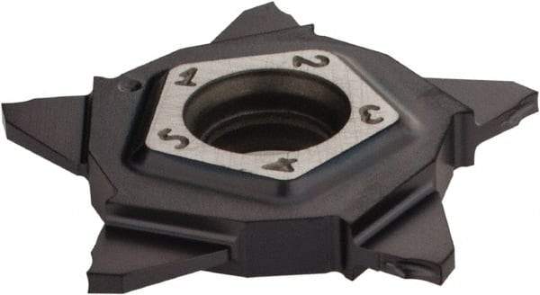 Iscar - PENTA24N100 J IC908 Grade, 1mm Cutting Width, Carbide Cutoff Insert - Neutral Lead Angle, 0.04mm Cnr Rad, TiAlN Coated, Other End - Eagle Tool & Supply