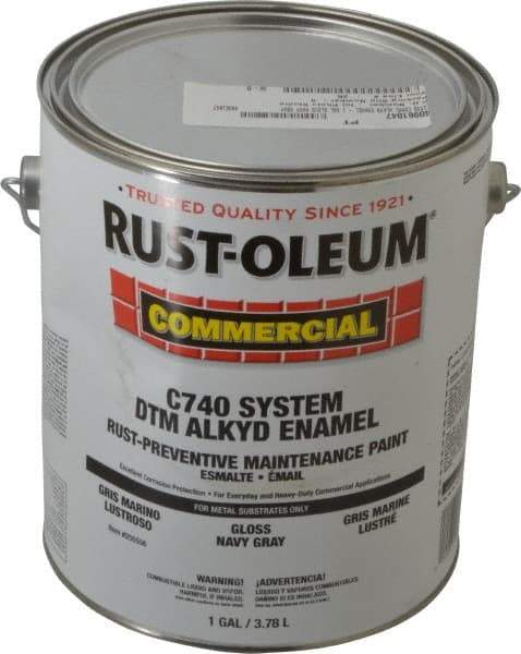 Rust-Oleum - 1 Gal Navy Gray Gloss Finish Alkyd Enamel Paint - 278 to 509 Sq Ft per Gal, Interior/Exterior, Direct to Metal, <400 gL VOC Compliance - Eagle Tool & Supply