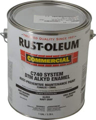 Rust-Oleum - 1 Gal Navy Gray Gloss Finish Alkyd Enamel Paint - 278 to 509 Sq Ft per Gal, Interior/Exterior, Direct to Metal, <400 gL VOC Compliance - Eagle Tool & Supply
