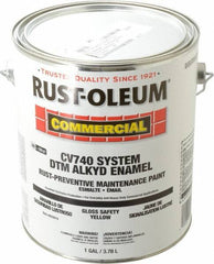 Rust-Oleum - 1 Gal Safety Yellow Gloss Finish Alkyd Enamel Paint - 278 to 509 Sq Ft per Gal, Interior/Exterior, Direct to Metal, <100 gL VOC Compliance - Eagle Tool & Supply