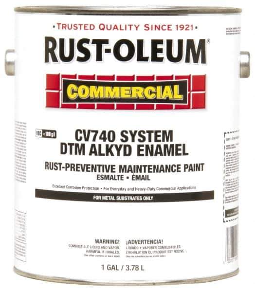 Rust-Oleum - 1 Gal White Gloss Finish Alkyd Enamel Paint - 278 to 509 Sq Ft per Gal, Interior/Exterior, Direct to Metal, <100 gL VOC Compliance - Eagle Tool & Supply