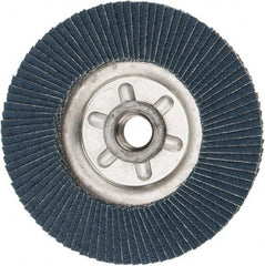 Weiler - 80 Grit, 4-1/2" Disc Diam, 5/8-11 Center Hole, Type 29 Zirconia Alumina Flap Disc - 13,000 Max RPM, Aluminum Backing, Quick Change Type S Attaching System, Coated - Eagle Tool & Supply