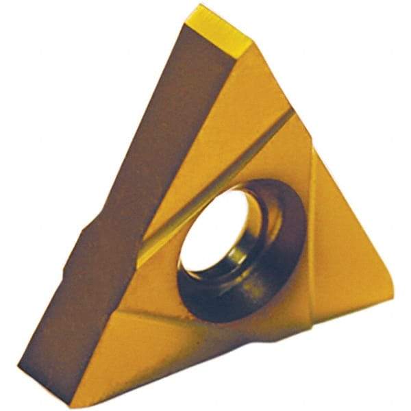 Tool-Flo - 43TNMC Grade GP3, 1.57mm Cutting Width Carbide Grooving Insert - 5/32" Max Depth of Cut, Right Hand, TiN Finish - Eagle Tool & Supply