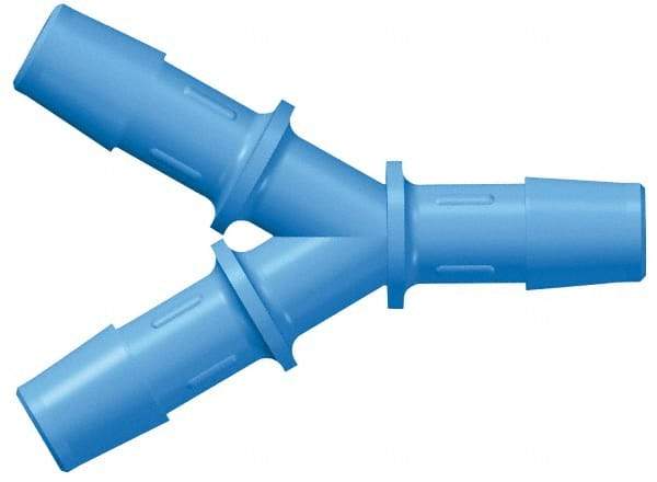 Made in USA - 1/8" Barb, Nylon Single Barbed Tube Y Connector - Blue, Male - Eagle Tool & Supply