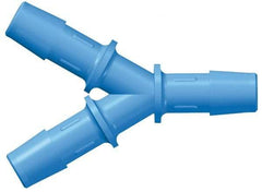 Made in USA - 1/8" Barb, Nylon Single Barbed Tube Y Connector - Blue, Male - Eagle Tool & Supply