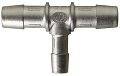 Made in USA - 0.309 x 0.218" Tube ID, Metal Barbed Reduction Tube Tee - Stainless Steel - Eagle Tool & Supply