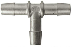 Made in USA - 0.685" Tube ID, Metal Barbed Tube Tee - Stainless Steel - Eagle Tool & Supply