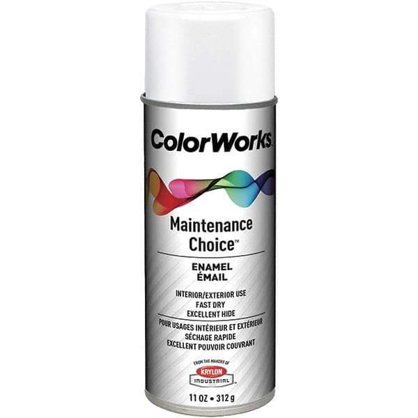 Krylon - White, Flat, Enamel Spray Paint - 15 to 18 Sq Ft per Can, 16 oz Container, Use on General Industrial Maintenance & Touch-up Work - Eagle Tool & Supply