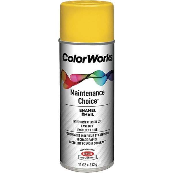 Krylon - Safety Yellow, Enamel Spray Paint - 15 to 18 Sq Ft per Can, 16 oz Container, Use on General Industrial Maintenance & Touch-up Work - Eagle Tool & Supply