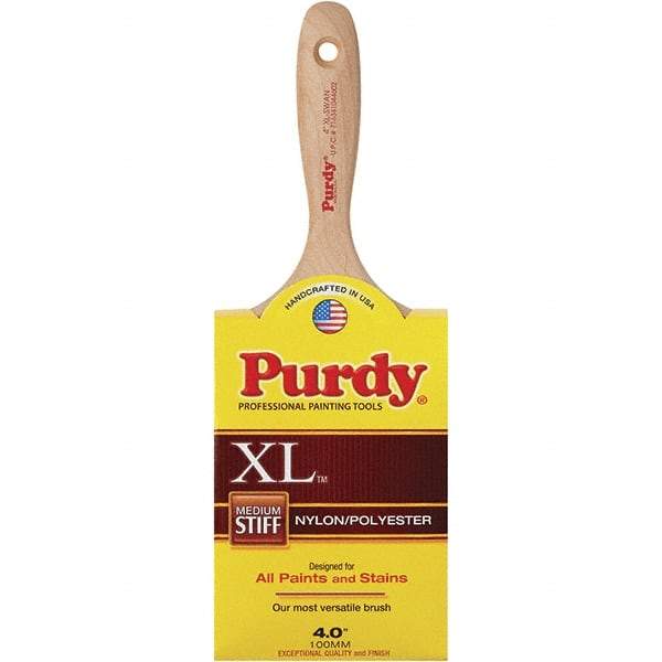 Purdy - 4" Synthetic General Purpose Paint Brush - 3-15/16" Bristle Length, 6" Wood Beavertail Handle - Eagle Tool & Supply
