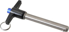Gibraltar - 5/8" Diam, 4" Usable Length, T Handle, Quick Release Pin - Grade 17-4 Stainless Steel, Bright Finish - Eagle Tool & Supply
