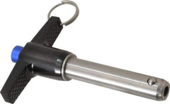 Gibraltar - 5/8" Diam, 2-1/2" Usable Length, T Handle, Quick Release Pin - Grade 17-4 Stainless Steel, Bright Finish - Eagle Tool & Supply