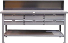 Strong Hold - 72 Wide x 36" Deep x 34" High, Steel Work Table - Flat Top, Angle Legs, Dark Gray - Eagle Tool & Supply