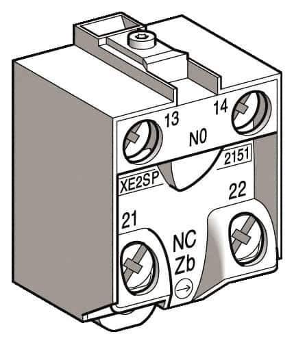 Telemecanique Sensors - NO/NC, Electrical Switch Contact Block - For Use with ZCD21, ZCKJ1, ZCKJ1D, ZCKL1, ZCKM1, ZCKS1, ZCP21 - Eagle Tool & Supply