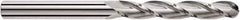 SGS - 12mm Diam, 75mm LOC, 3 Flute Solid Carbide Ball End Mill - Uncoated, Single End, 150mm OAL, 12mm Shank Diam, Spiral Flute - Eagle Tool & Supply