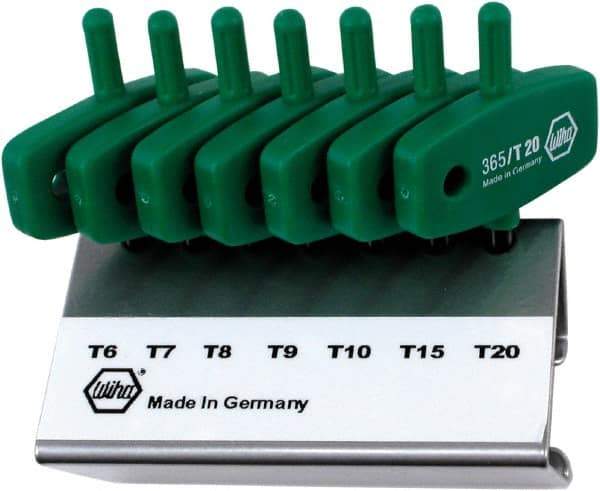 Wiha - 7 Piece T6 to T20 Chrome Vanadium Molybdenum Wing Handle Torx Key Set - T6, T7, T8, T9, T10, T15, T20 Torx Size - Eagle Tool & Supply