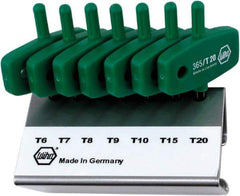 Wiha - 7 Piece T6 to T20 Chrome Vanadium Molybdenum Wing Handle Torx Key Set - T6, T7, T8, T9, T10, T15, T20 Torx Size - Eagle Tool & Supply