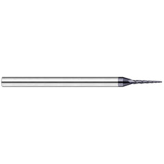 Harvey Tool - 15° per Side 0.06" Small End Diam 0.6" LOC 3-Flute Solid Carbide Tapered Ball End Mill - Exact Industrial Supply