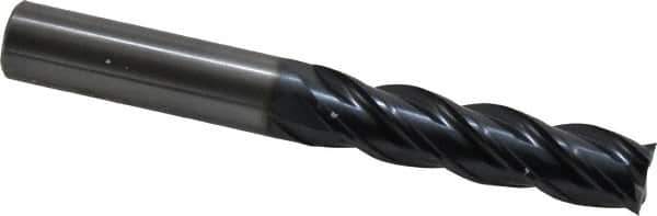 OSG - 1/2", 2" LOC, 1/2" Shank Diam, 4" OAL, 4 Flute, Solid Carbide Square End Mill - Single End, TiAlN Finish, Spiral Flute, 35° Helix, Centercutting, Right Hand Cut, Right Hand Flute, Series VG441 - Eagle Tool & Supply