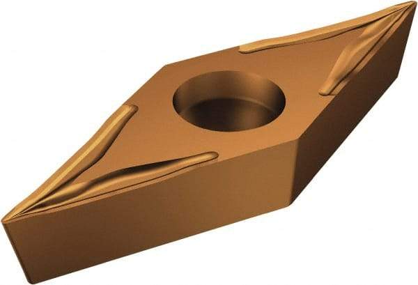 Sandvik Coromant - VBGT332 UM Grade 1125 Carbide Turning Insert - TiAlN/AlCr2O3 Finish, 35° Diamond, 3/8" Inscr Circle, 3/16" Thick, 1/32" Corner Radius - Eagle Tool & Supply