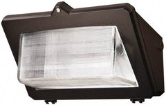 Cooper Lighting - 400 Watt, 120-277 Volt, High Pressure Sodium Wall Pack Light Fixture - Glass Lens, Aluminum Housing, Bronze (Color), Wall Mount, 12-3/4" Deep x 10" High x 16-5/8" Wide - Eagle Tool & Supply