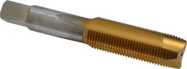 Hertel - 3/4-16 UNF, 3 Flute, TiN Finish, High Speed Steel Spiral Point Tap - Plug Chamfer, Right Hand Thread, 4-1/4" OAL, 3B Class of Fit - Exact Industrial Supply