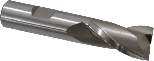 Hertel - 3/4", 1-5/16" LOC, 5/8" Shank Diam, 3-7/16" OAL, 2 Flute, Cobalt Square End Mill - Single End, Uncoated, Spiral Flute, 30° Helix, Centercutting, Right Hand Cut, Right Hand Flute - Eagle Tool & Supply