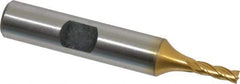 Hertel - 1/8", 3/8" LOC, 3/8" Shank Diam, 2-5/16" OAL, 4 Flute, Cobalt Square End Mill - Single End, TiN Finish, Spiral Flute, 30° Helix, Centercutting, Right Hand Cut, Right Hand Flute - Eagle Tool & Supply