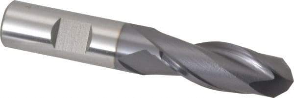 Hertel - 5/8" Diam, 1-5/8" LOC, 2 Flute Cobalt Ball End Mill - TiCN Finish, Single End, 3-3/4" OAL, 5/8" Shank Diam - Eagle Tool & Supply