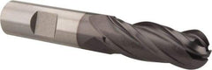 Hertel - 5/8" Diam, 1-5/8" LOC, 4 Flute Cobalt Ball End Mill - TiCN Finish, Single End, 3-3/4" OAL, 5/8" Shank Diam, Spiral Flute - Eagle Tool & Supply