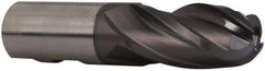 Hertel - 1" Diam, 2" LOC, 4 Flute Cobalt Ball End Mill - TiCN Finish, Single End, 4-1/2" OAL, 1" Shank Diam, Spiral Flute - Eagle Tool & Supply