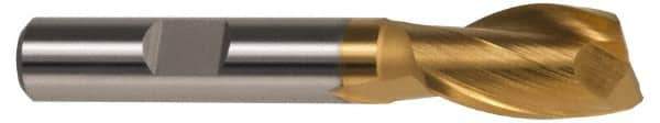 Hertel - 3/4", 1-5/8" LOC, 1/2" Shank Diam, 3-5/8" OAL, 2 Flute, High Speed Steel Square End Mill - Single End, TiN Finish, Spiral Flute, 42° Helix, Centercutting, Right Hand Cut, Right Hand Flute - Eagle Tool & Supply