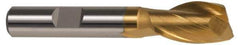 Hertel - 3/4", 1-5/8" LOC, 1/2" Shank Diam, 3-5/8" OAL, 2 Flute, High Speed Steel Square End Mill - Single End, TiN Finish, Spiral Flute, 42° Helix, Centercutting, Right Hand Cut, Right Hand Flute - Eagle Tool & Supply