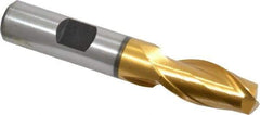 Hertel - 1/2", 1" LOC, 1/2" Shank Diam, 3" OAL, 2 Flute, Cobalt Square End Mill - Single End, TiN Finish, Spiral Flute, 30° Helix, Centercutting, Right Hand Cut, Right Hand Flute - Eagle Tool & Supply