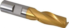 Hertel - 5/8", 1-5/16" LOC, 5/8" Shank Diam, 3-7/16" OAL, 2 Flute, Cobalt Square End Mill - Single End, TiN Finish, Centercutting - Eagle Tool & Supply