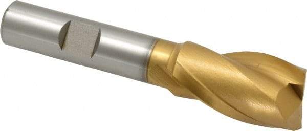 Hertel - 3/4", 1-5/16" LOC, 1/2" Shank Diam, 3-5/16" OAL, 2 Flute, Cobalt Square End Mill - Single End, TiN Finish, Spiral Flute, 30° Helix, Centercutting, Right Hand Cut, Right Hand Flute - Eagle Tool & Supply