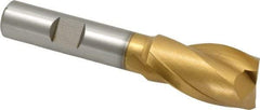 Hertel - 3/4", 1-5/16" LOC, 1/2" Shank Diam, 3-5/16" OAL, 2 Flute, Cobalt Square End Mill - Single End, TiN Finish, Spiral Flute, 30° Helix, Centercutting, Right Hand Cut, Right Hand Flute - Eagle Tool & Supply