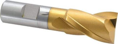 Hertel - 1", 1-1/2" LOC, 3/4" Shank Diam, 3-3/4" OAL, 2 Flute, Cobalt Square End Mill - Single End, TiN Finish, Spiral Flute, 30° Helix, Centercutting, Right Hand Cut, Right Hand Flute - Eagle Tool & Supply