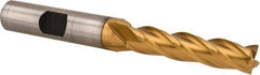 Hertel - 5/16", 1-3/8" LOC, 3/8" Shank Diam, 3-1/8" OAL, 4 Flute, Cobalt Square End Mill - Single End, TiN Finish, Centercutting - Eagle Tool & Supply