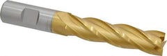 Hertel - 3/4", 3" LOC, 3/4" Shank Diam, 5-1/4" OAL, 4 Flute, Cobalt Square End Mill - Single End, TiN Finish, Spiral Flute, 30° Helix, Centercutting, Right Hand Cut, Right Hand Flute - Eagle Tool & Supply