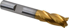 Hertel - 7/16", 1" LOC, 3/8" Shank Diam, 2-11/16" OAL, 4 Flute, Cobalt Square End Mill - Single End, TiN Finish, Spiral Flute, 30° Helix, Centercutting, Right Hand Cut, Right Hand Flute - Eagle Tool & Supply