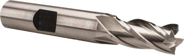 Hertel - 11/32", 3/4" LOC, 3/8" Shank Diam, 2-1/2" OAL, 4 Flute, High Speed Steel Square End Mill - Single End, Uncoated, Spiral Flute, 30° Helix, Centercutting, Right Hand Cut, Right Hand Flute - Eagle Tool & Supply