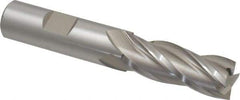 Hertel - 5/8", 1-5/8" LOC, 5/8" Shank Diam, 3-3/4" OAL, 4 Flute, High Speed Steel Square End Mill - Single End, Uncoated, Spiral Flute, 30° Helix, Centercutting, Right Hand Cut, Right Hand Flute - Eagle Tool & Supply
