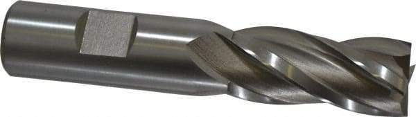 Hertel - 3/4", 1-5/8" LOC, 3/4" Shank Diam, 3-7/8" OAL, 4 Flute, High Speed Steel Square End Mill - Single End, Uncoated, Spiral Flute, 30° Helix, Centercutting, Right Hand Cut, Right Hand Flute - Eagle Tool & Supply