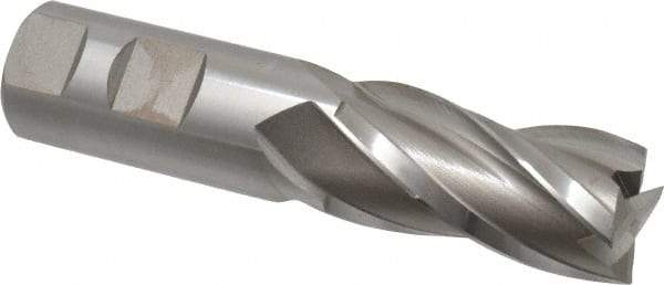 Hertel - 1", 2" LOC, 1" Shank Diam, 4-1/2" OAL, 4 Flute, High Speed Steel Square End Mill - Single End, Uncoated, Spiral Flute, 30° Helix, Centercutting, Right Hand Cut, Right Hand Flute - Eagle Tool & Supply