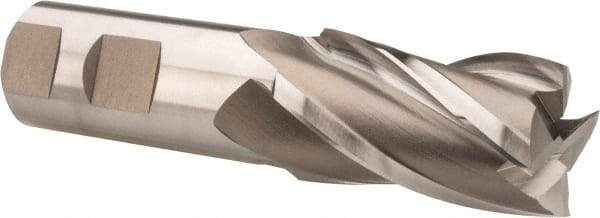 Hertel - 1-1/8", 2" LOC, 1" Shank Diam, 4-1/2" OAL, 4 Flute, High Speed Steel Square End Mill - Single End, Uncoated, Spiral Flute, 30° Helix, Centercutting, Right Hand Cut, Right Hand Flute - Eagle Tool & Supply