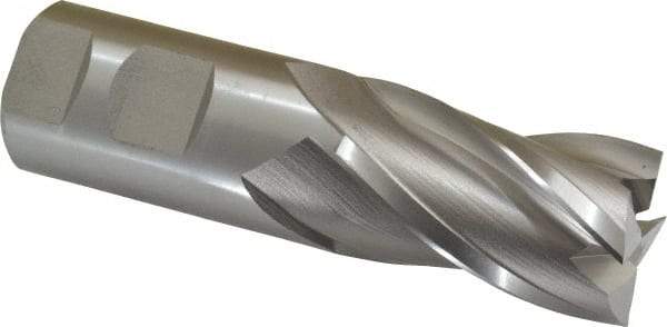 Hertel - 1-1/4", 2" LOC, 1-1/4" Shank Diam, 4-1/2" OAL, 4 Flute, High Speed Steel Square End Mill - Single End, Uncoated, Spiral Flute, 30° Helix, Centercutting, Right Hand Cut, Right Hand Flute - Eagle Tool & Supply