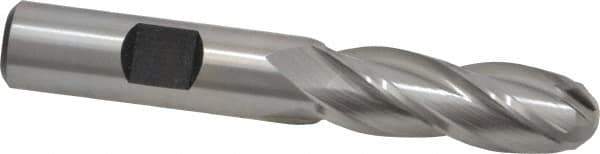 Hertel - 1/2" Diam, 1-1/2" LOC, 4 Flute High Speed Steel Ball End Mill - Uncoated, Single End, 3-1/4" OAL, 1/2" Shank Diam, Spiral Flute - Eagle Tool & Supply