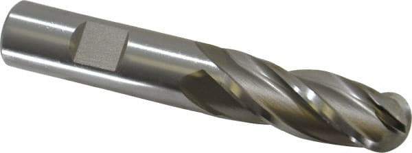 Hertel - 5/8" Diam, 1-5/8" LOC, 4 Flute High Speed Steel Ball End Mill - Uncoated, Single End, 3-3/4" OAL, 5/8" Shank Diam, Spiral Flute - Eagle Tool & Supply