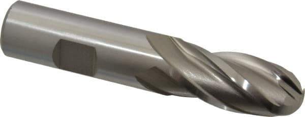 Hertel - 3/4" Diam, 1-5/8" LOC, 4 Flute High Speed Steel Ball End Mill - Uncoated, Single End, 3-7/8" OAL, 3/4" Shank Diam, Spiral Flute - Eagle Tool & Supply